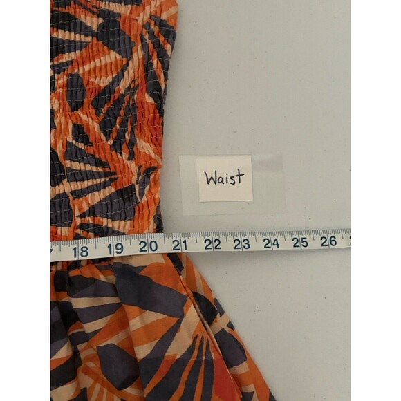 Nine West Smocked Maxi Dress 3X Tiered Ruffle Hem One Shoulder Colorful Boho - Picture 9 of 13